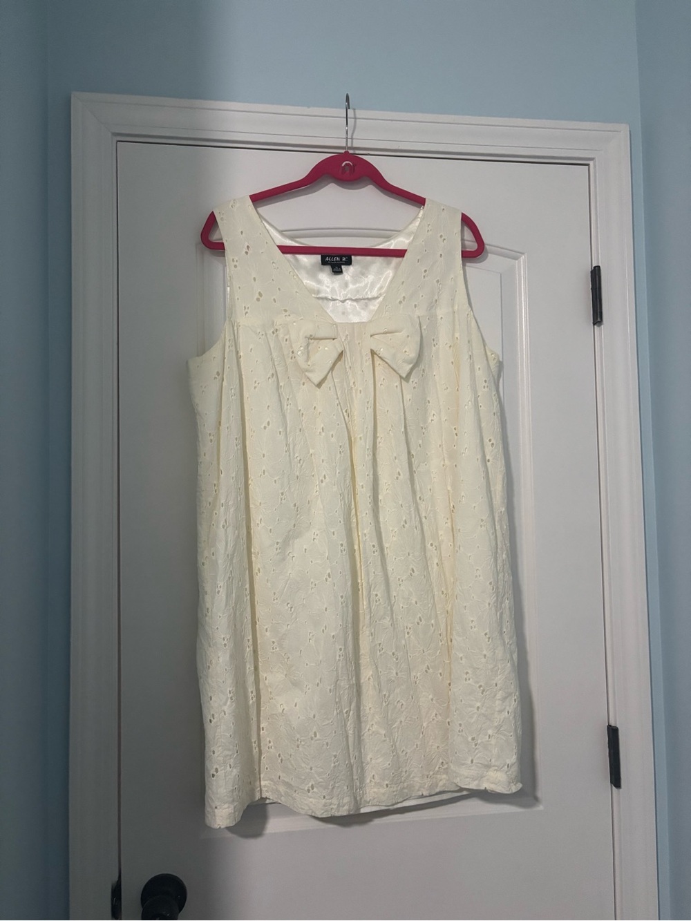 Allen B. By Allen Schwartz Cream Eyelet Bow Mini Dress